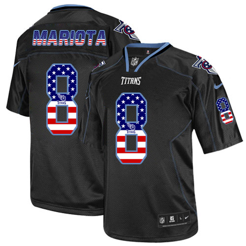 Men's Elite Marcus Mariota Nike Jersey Black - #8 USA Flag Fashion NFL Tennessee Titans